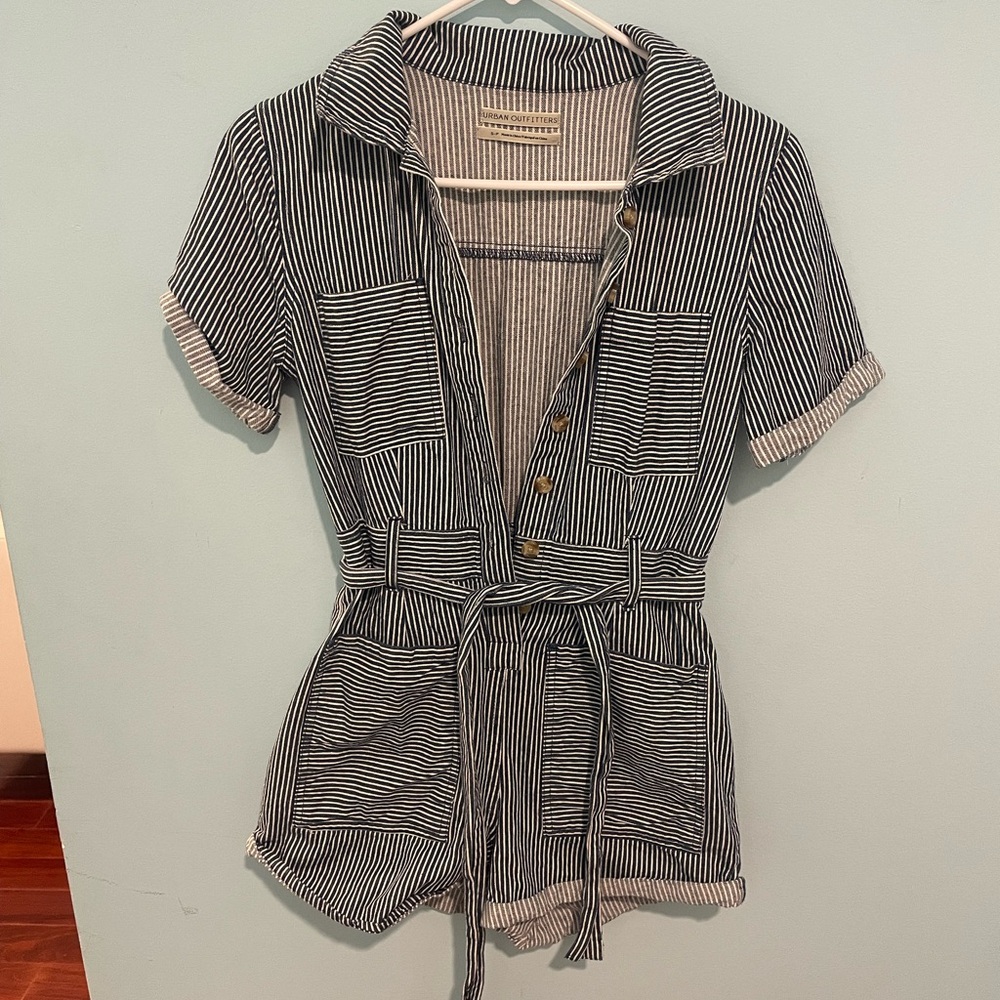 Urban Outfitters Striped Collared Romper